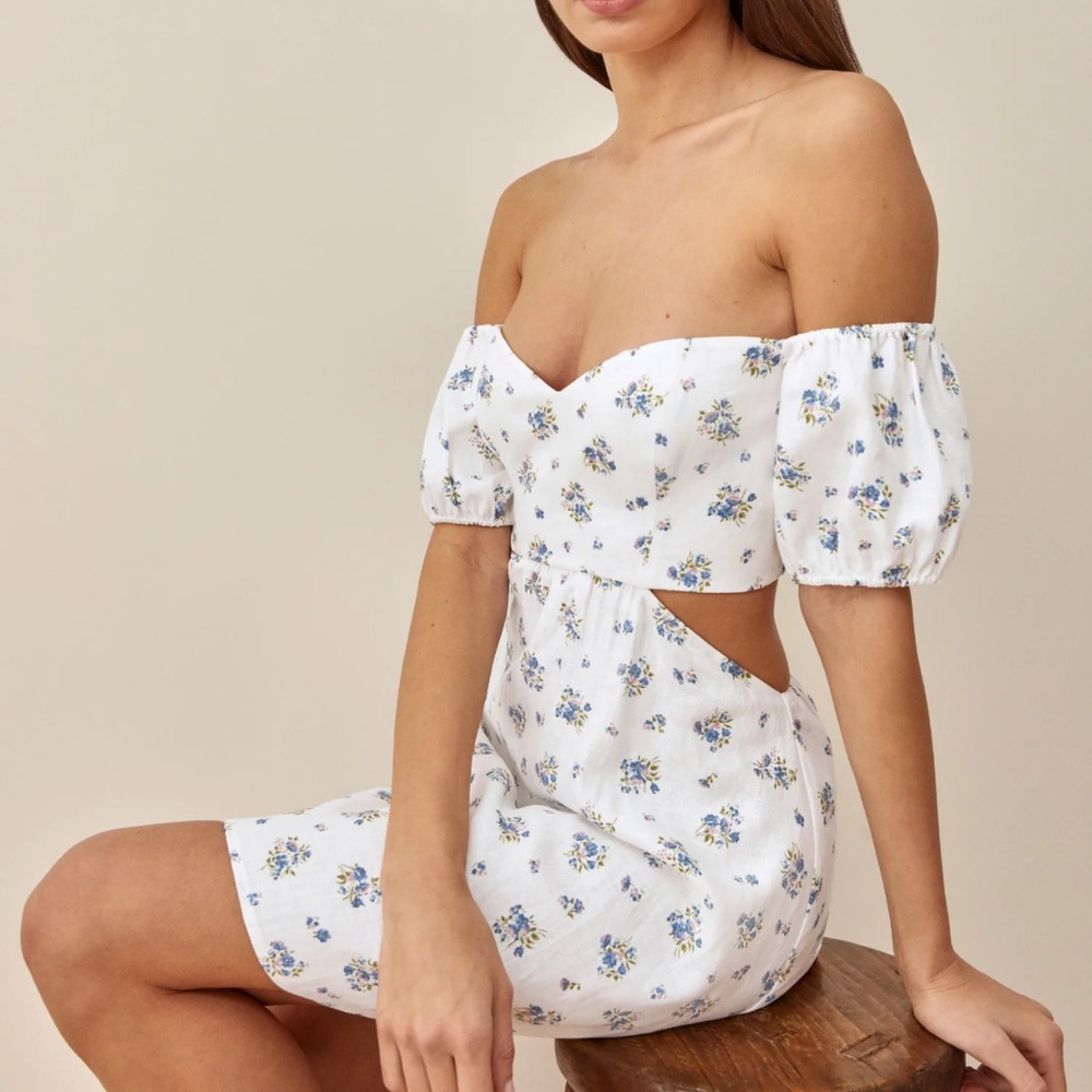 Reformation Emilia Linen Dress - Gem